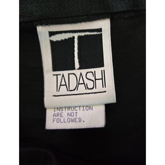 Tadashi Soji Stretch Taffeta Rouched Evening Cocktail Black Brooch Blouse Sz 8 - Picture 6 of 13